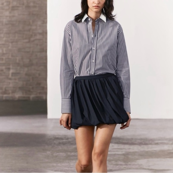 Zara Women's Blue Bubble Hem Mini Skirt Size M Casual - Picture 10 of 10